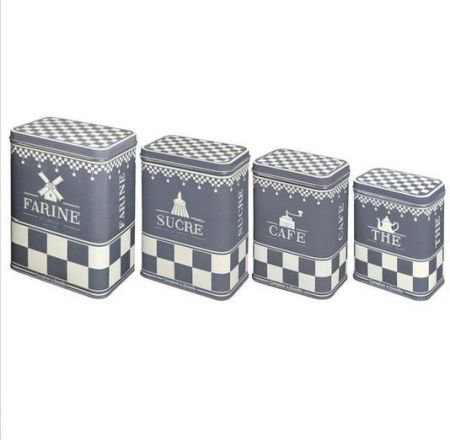 Set of 4 greystorage tins 