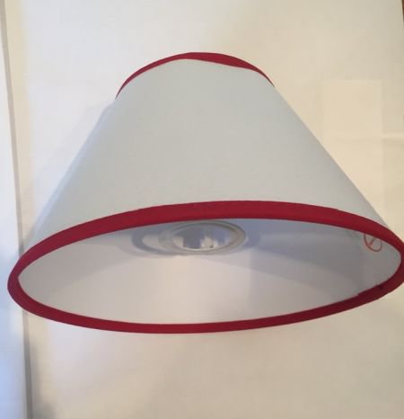 White Lampshade With Red Trim