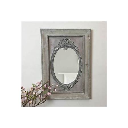 Grey Wooden Parisian Oval Mirror