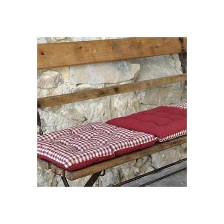 Red check square seat pad with ties