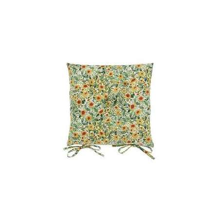 Wildflower design square chair pad with ties