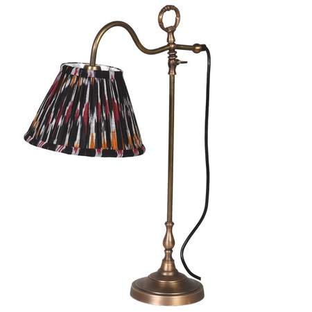 Antique Brass Desk Lamp with Ikat shade